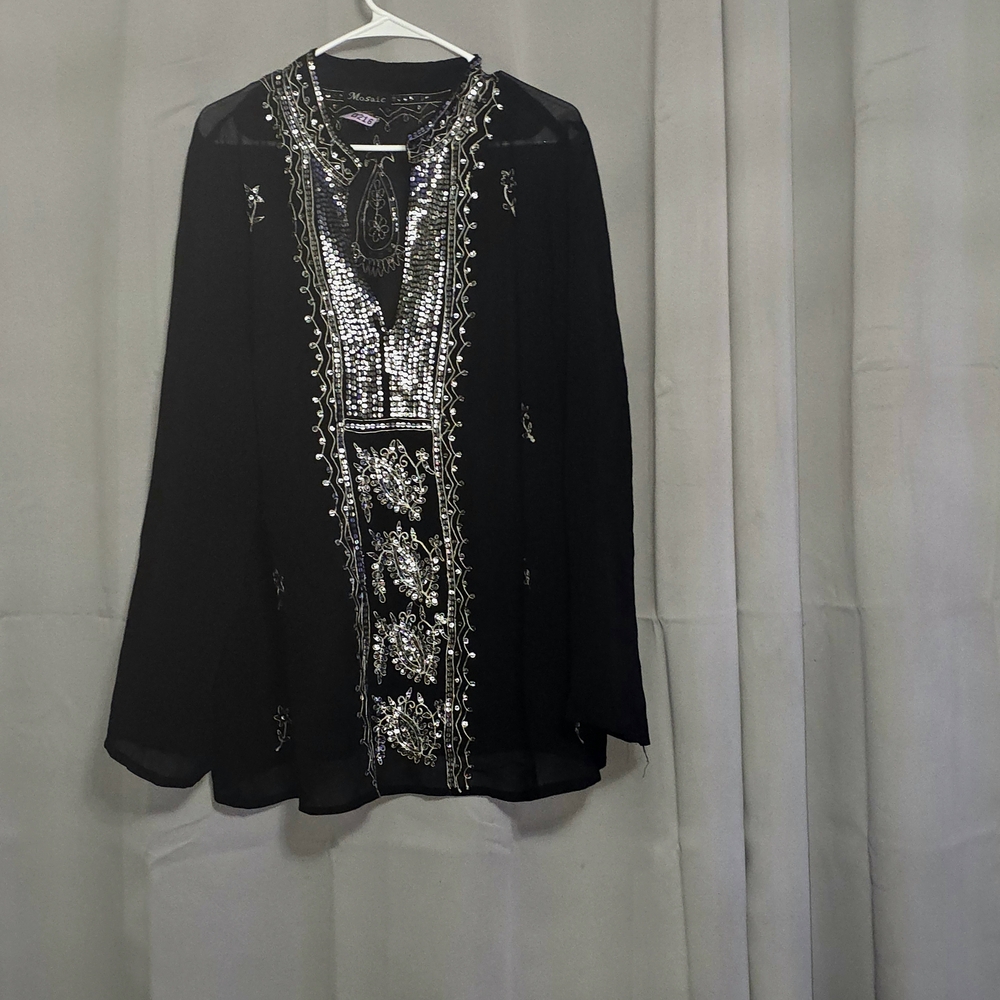 Elegant Black Sequin Blouse